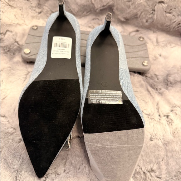 Elegant Blue Denim NY and Company Women's High Heels with Crystal Embellishment - Picture 9 of 12